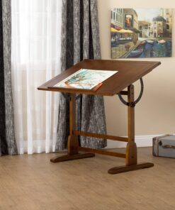 Studio Designs Vintage Drafting Table - Antique Design Solid Wood Drafting Table with Built-In Pencil Groove and Pencil Ledge - Angle Adjustable Work Surface Rustic Oak 42" 44 91M3zfSSykL
