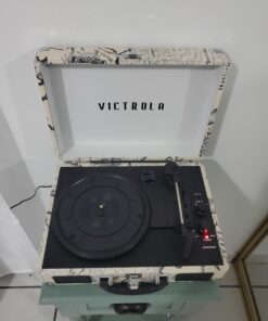 Victrola Vintage 3-Speed Bluetooth Portable Suitcase Record Player with Built-in Speakers | Upgraded Turntable Audio Sound|Retro Map, Model Number: VSC-550BT-P4 Retro Map 30 91M5N BH5BL