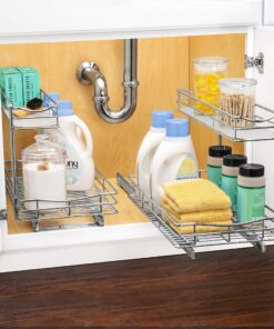 LYNK PROFESSIONAL® Slide Out Under Sink Cabinet Organizer - 11.5 in. wide x 18 inch deep - Sliding Pull Out Shelf for Inside Kitchen Cabinet or Under Sink - Lifetime Limited Warranty – Chrome 11.5x18 Chrome 29 91M5RcWBORL