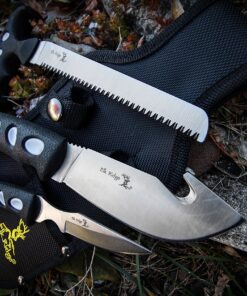 Elk Ridge - Outdoors 3-PC Hunting Knife Set - Satin Finish Stainless Steel Blades, Black Nylon Fiber Handles, Includes Combo Sheath - Hunting, Camping, Survival - ER-252 11 91MfyEp2UML