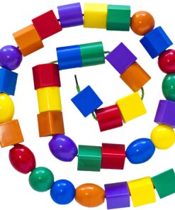 CC O Play Large Lacing Bead Set for Kids - 36 Jumbo Beads & 4 Threads for Toddlers - Montessori Educational Stringing Toy for Preschool Children - Bonus Bag & Ebook with Primary Resources 15 91MgLkmfI0L
