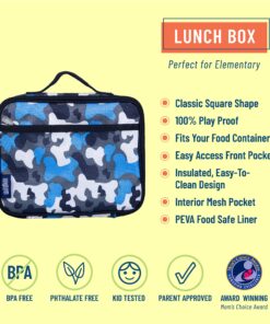 Alternative view of Wildkin Kids Insulated Lunch Box Bag for Boys & Girls, Reusable Kids Lunch Box is Perfect for Early Elementary Daycare School Travel, Ideal for Hot or Cold Snacks & Bento Boxes (Blue Camo) Blue Camo