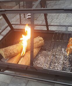 Sunnydaze 36-Inch Northland Outdoor Rectangular Fire Pit with Cooking Grill, Poker, and Spark Screen - Black Finish 40 91Mpy49p1iL