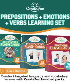 Prepositions, Emotions & Action Verbs Flash Cards Set - 149 Educational Photo Cards with Learning Games - for Toddlers, Adults, Preschool Prep, Speech Therapy Materials and ESL Teaching Materials 9 91MsaE8DBLL