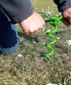 Ashman 16 Inch Spiral Ground Anchor Green Color - Ideal for Securing Animals, Tents, Canopies, Sheds, Car Ports, Swing Sets (Pack of 6) 1 6 Pack 16 91My7TirG2L