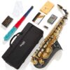 Mendini By Cecilio Eb Alto Saxophone - Case, Tuner, Mouthpiece, 10 Reeds, Pocketbook- Black & Gold E Flat Musical Instruments 23 91N1sURpz6L 1