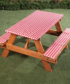 Alternative view of Fox Valley Traders Deluxe Picnic Table Cover with Cushions, 3-Piece Set, Red Gingham