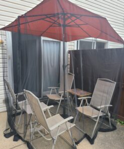 Patio Umbrella Mosquito Netting - Polyester Mesh Screen with Zipper Opening and Water Tube at Base to Hold in Place - Helps Protect from Mosquitoes - Fits 9FT Umbrellas and Patio Tables - Black 52 91NB0PutueL