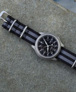 Benchmark Basics Nylon Watch Band - Waterproof Ballistic Nylon One-Piece Military Watch Straps for Men & Women - Choice of Color & Width - 18mm, 20mm, 22mm or 24mm Black / Grey Bond Striped 20 91NBuhmEWbL