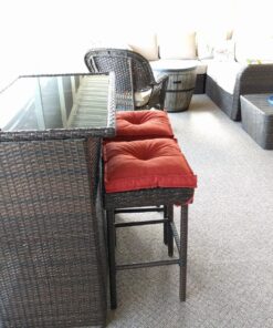 Best Choice Products 3-Piece All-Weather Wicker Bar Table Set for Indoor Outdoor, Kitchen, Patio, Backyard w/ 2 Stools, Glass Tabletop, Storage Shelves - Brown 35 91NGQpkvAL