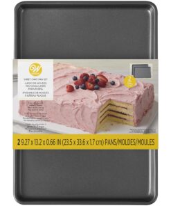 Wilton Easy Layers Sheet Cake Pan, 2-Piece Set, Rectangle Steel Sheet Pan 23 91NGXuzWVGL