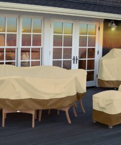 Classic Accessories Veranda Water-Resistant 108 Inch Rectangular/Oval Patio Table & Chair Set Cover, Outdoor Table Cover 108"L x 82"W x 23"H 25 91NJ92p2Z L