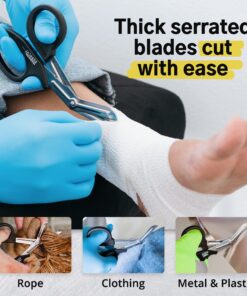 Madison Supply Medical Scissors, EMT and Trauma Shears - 7.5 Inch Premium Quality Stainless Steel Bandage Scissors - Fluoride-Coated with Non-Stick Blades - 2 Pack (Black/Stainless) 2-Pack Black Handle/Stainless Blades 22 91NMuS2c7pL