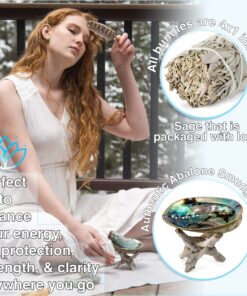 Alternative view of Sage Smudge Kit - White Sage, Palo Santo, Abalone Shell, Smudging Feather | Healing, Purifying, Meditating, Incense, Sage Smudging Kit
