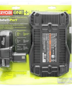 Ryobi P128 Upgrade Kit: Intelliport 18V Lithium Ion Battery Charger (P117) and Single 18V Lithium Ion Battery (P102) Compatible With One+ System 10 91NZl50X zL