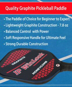 Alternative view of JP WinLook Premium Pickleball Paddles Set – Graphite Carbon Fiber/Fiberglass Rackets for Women & Men and Pickleball Balls for Indoor or Outdoor Play. Pickleball Set - Racquets, Pickleballs & Carry Bag USAPA Graphite Red / Red-2 Player Set