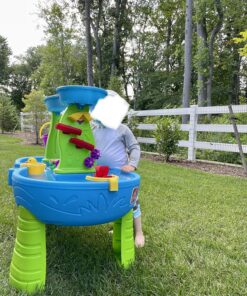Step2 Rain Showers Splash Pond Toddler Water Table, Outdoor Kids Water Sensory Table, Ages 1.5+ Years Old, 13 Piece Water Toy Accessories, Blue & Green Without Umbrella PlaySet 41 91NvBajovzL 1