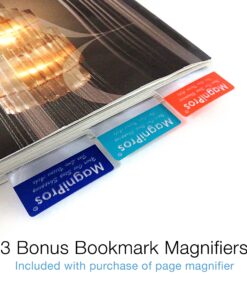 MagniPros Premium 3X (300%) Page Magnifying Lens with 3 Bonus Bookmark Magnifiers for Reading Small Prints, Low Vision Aids & Solar Projects 34 91O MqUcfQL