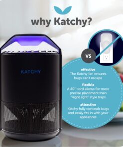 Katchy Indoor Insect Trap - Catcher & Killer for Mosquitos, Gnats, Moths, Fruit Flies - Non-Zapper Traps for Inside Your Home - Catch Insects Indoors with Suction, Bug Light & Sticky Glue (Black) Original Black 28 91O0uqtv8 L