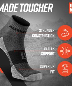MudGear Quarter Crew Trail Running Socks - Crew Length Socks, Men and Women - Running, Hiking, Cycling, and More, 2-Pack Large Gray/Black 9 91OD8piA77S