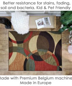 Rubber Backed Area Rug, 39 x 58 inch, Modern Circles, Non Slip, Kitchen Rugs and Mats 39 X 58 inch ( fits for 3x5 Area) 9 91OPvDacYRL