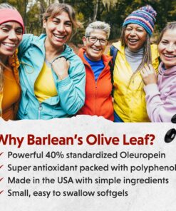 Barlean's Olive Leaf Complex Softgels Immune Support Supplement with 90 mg Oleuropein Antioxidants, Concentrated Heart Health & Immunity Booster Pills, 120 Count Natural Olive Leaf Softgel 120 Count (Pack of 1) 9 91OZZo6vISL