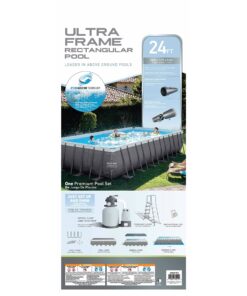 Intex 24ft X 12ft X 52in Ultra Frame Rectangular Pool Set with Sand Filter Pump, Ladder, Ground Cloth & Pool Cover 24 ft x 12 ft x 52 in 30 91Oc2QlK3lL