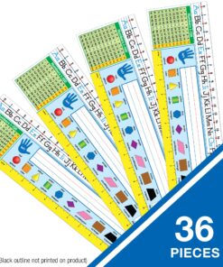 Carson Dellosa 30-Piece 17 1/2” x 4” Quick Stick Traditional Manuscript Name Tags for Classroom, Adhesive Name Plates for Student Desks, Classroom Name Tags With Ruler, Shapes, Numbers, and Alphabet 16 91OidfLg12L