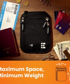 Travel Neck Wallet with RFID Blocking, Travel Neck Pouch Passport Holder for Women and Men Keep Valuables Safe One Size Black 31 91OnkY6ocvL