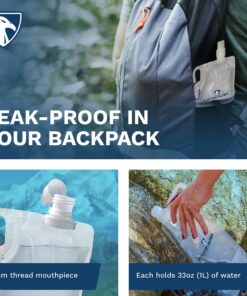 Alternative view of Survivor Filter Clear Collapsible Water Bottle Canteens - Travel Water Bottle - Includes Carabiners - Use With our Straw Filter or as Foldable Water Bottles - BPA Free - White - 2 x 32oz / 1 Liter 1L