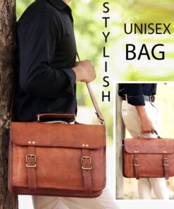 ANUENT 14 Inch Genuine Leather Messenger Bag Vintage Brown Small Briefcase Shoulder CrossBody Satchel for Men and Women Ideal for Laptop, iPad, and Tablet 14 91P5ti7QdL