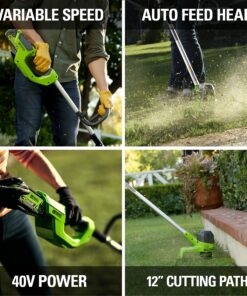 Greenworks 40V 12" Cordless String Trimmer, 2.0Ah Battery and Charger Included 12" Trimmer (2.0Ah) 27 91PC2Y0aSzS