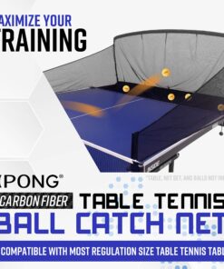 iPong Carbon Fiber Table Tennis Ball Catch Net - Practice Net Attaches to Ping Pong Table for Ball Collection During Table Tennis Robot, Serve or Multi-Ball Training 24 91POrrkxunL
