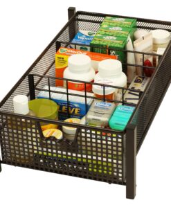 Alternative view of DecoBros Mesh Cabinet Basket Organizer with Split Card, Bronze (Medium - 9.4 x 15.3 x 5) Medium - 9.4 x 15.3 x 5
