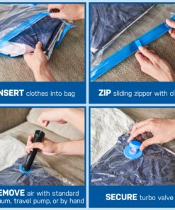 Spacesaver Space Bags Vacuum Storage Bags (Jumbo 10pk) Save 80% Clothes Storage Space - Vacuum Bags for Comforters, Blankets, Bedding, Clothing - Compression Seal for Closet Storage. Pump for Travel 10 Pack Jumbo 36 91PTFpVilDL
