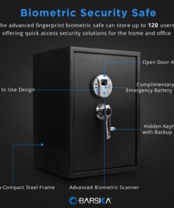 BARSKA Large Biometric Safe, Multi (AX11650) Black 14"x13"x19.75" 1.45 CU FT 13 91PZxfzBTqL