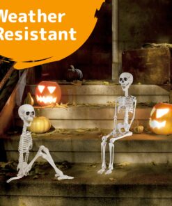PREXTEX 30” Halloween Skeleton for Halloween Décor & Day of The Dead Décor - 2.5 ft Full Size Halloween Plastic Skeleton with Movable Joints for Best Halloween Skeletons Decoration - Indoor & Outdoor 30 inches 17 91PaIkp2qL