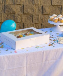 SCT White Window Bakery Boxes with Tuck-in Lid, 19 x 14 x 6.5, White, Paper, 50/Carton 19" Length x 14" Width x 4" Heights (Case of 50) 29 91PbrCkbH9L 1