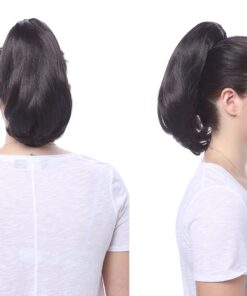 Onedor 15" Synthetic Fiber Curly Ponytail Hair Extension hairpiece with Clip-in Jaw Clips, Dual-Use Hair Extensions (1#-Black) 1#-Black 14 91Pggwo woL