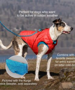 Kurgo Loft Dog Jacket, Reversible Dog Coat, Wear with Harness or Sweater, Water Resistant, Reflective, Winter Coat For Large Dogs (Coastal Blue, L) Coastal Blue/Orange 26 91PjmBfVUbL