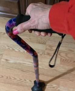 NOVA Designer Walking Cane with Offset Handle, Lightweight Adjustable Walking Stick with Carrying Strap Maui Flowers 20 91PsjliwiJL