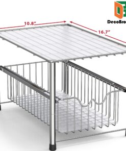 DecoBros Stackable Under Sink Cabinet Sliding Basket Organizer Drawer,Chrome Chrome 24 91PvysSnrL