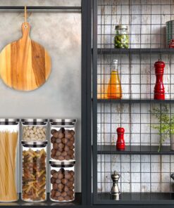 Balchy 5-Piece Canisters Sets with Silicone Seal Borosilicate Glass Jars Vacuum Seal for Tea Coffee Sugar Pop Flour Canister for Kitchen large 30 91PxIpJSpiL