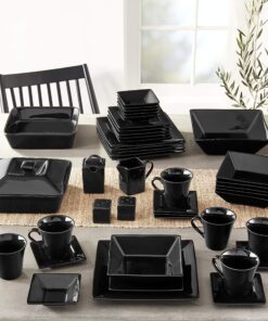 10 Strawberry Street Nova Square 45 pc Dinnerware Set, Black 26 91PyzlqINdL