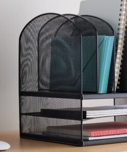 Safco, Onyx Desk Organizer with 6 Vertical & 2 Horizontal Trays , File Organizer for Home, Office, Classroom & More, Steel Mesh Construction 2 Tray 6 Sorter 31 91Q0cHDQu L