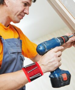 BYKES Magnetic Wristband for Holding Screws, Nuts, Nails and Bolts | Powerful Super Strong Magnetic Tool Wristband for Men and Women | Large Magnetic Wrist Tool Holder | Tool Gifts for Men | Red/Black 12 91Q0n2qJTQL