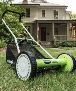 Greenworks 16-Inch Reel Lawn Mower with Grass Catcher 25052,Black/Green, 47"D x 22"W x 29.75"H 16" Reel Mower 41 91QAFMrAgpL