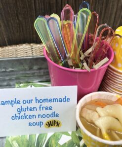 Mini Taster Spoons - Clear Plastic - Blue, Pink, Green, Yellow, Orange - 150 Pack by Outside the Box Papers 15 91QOXXOBs7L