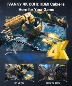 Alternative view of 4K HDMI Cable 10 ft, iVANKY 18Gbps High Speed HDMI Cables, 4K@60Hz HDR HDMI 2.0 Aluminum Shell&Braided HDMI Cord, 4K 2K 1080P 3D 32AWG ARC for MacBook Pro 2021,UHD TV,Laptop,Monitor,PS4,Xbox One,&More 10 feet Grey 1