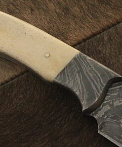 Randy knives RA-9002 Custom Made Damascus Steel Hunting Knife Bone Handle, Damascus Bolster, with Real Leather Sheath. 18 91QUaOz4P6L